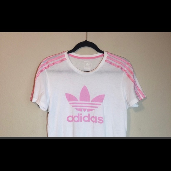 Kids large adidas pink trefoil with 3 stripe on arm - Picture 7 of 12